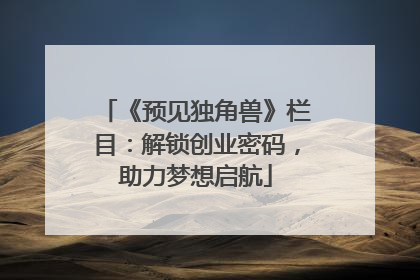 《预见独角兽》栏目：解锁创业密码，助力梦想启航