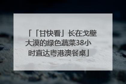 「甘快看」长在戈壁大漠的绿色蔬菜38小时直达粤港澳餐桌