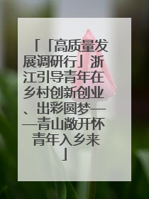 「高质量发展调研行」浙江引导青年在乡村创新创业、出彩圆梦——青山敞开怀 青年入乡来