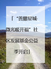 “善耀星城·微光暖开福”社区发展基金公益季开启