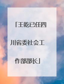 王乾已任四川省委社会工作部部长