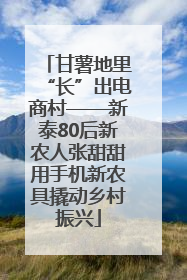 甘薯地里“长”出电商村——新泰80后新农人张甜甜用手机新农具撬动乡村振兴