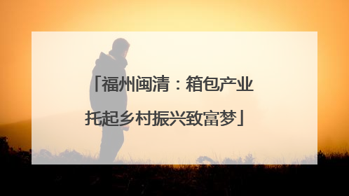 福州闽清：箱包产业托起乡村振兴致富梦
