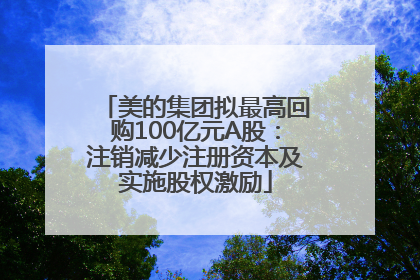美的集团拟最高回购100亿元A股：注销减少注册资本及实施股权激励