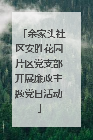 余家头社区安胜花园片区党支部开展廉政主题党日活动