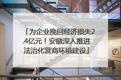 为企业挽回经济损失2.4亿元！安徽深入推进法治化营商环境建设