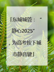 东城城管：“静心2025”，为高考按下城市静音键
