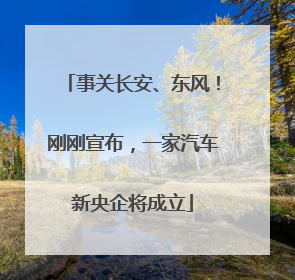 事关长安、东风！刚刚宣布，一家汽车新央企将成立
