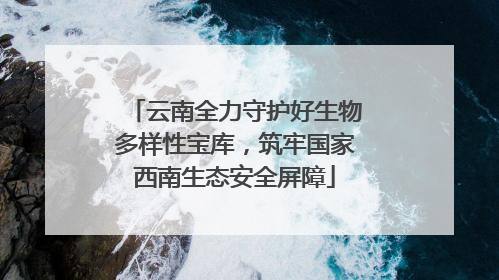 云南全力守护好生物多样性宝库，筑牢国家西南生态安全屏障