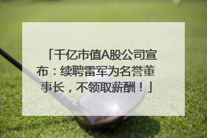 千亿市值A股公司宣布:续聘雷军为名誉董事长,不领取薪酬!