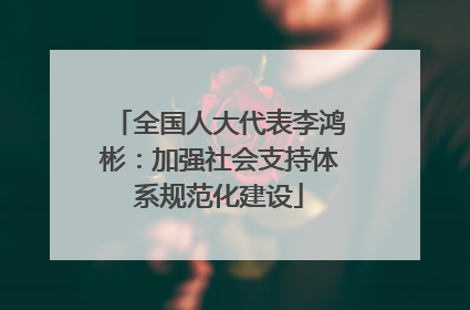 全国人大代表李鸿彬：加强社会支持体系规范化建设