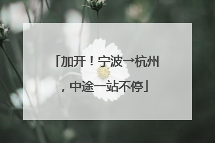 加开！宁波→杭州，中途一站不停
