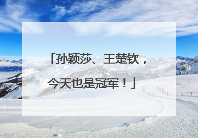 孙颖莎、王楚钦，今天也是冠军！