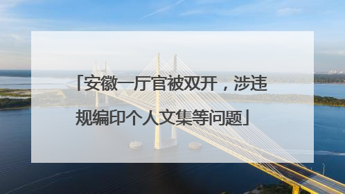 安徽一厅官被双开，涉违规编印个人文集等问题