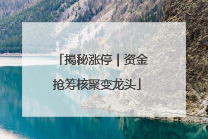 揭秘涨停｜资金抢筹核聚变龙头