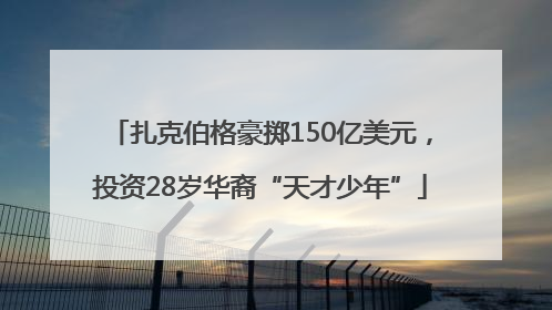 扎克伯格豪掷150亿美元，投资28岁华裔“天才少年”
