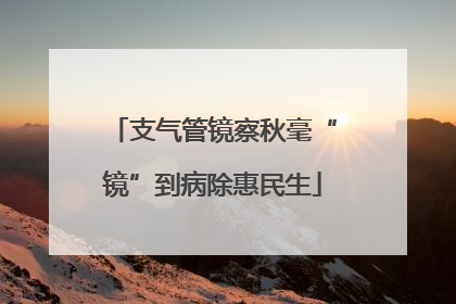 支气管镜察秋毫“镜”到病除惠民生