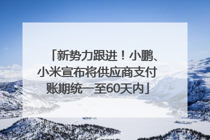 新势力跟进！小鹏、小米宣布将供应商支付账期统一至60天内