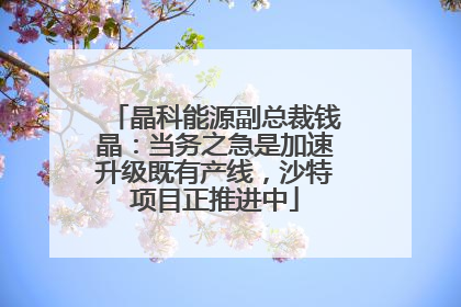 晶科能源副总裁钱晶：当务之急是加速升级既有产线，沙特项目正推进中