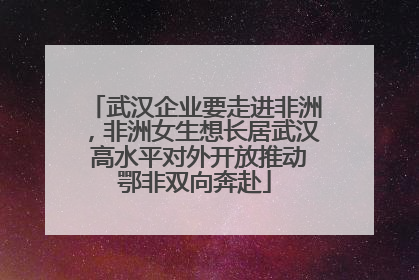 武汉企业要走进非洲，非洲女生想长居武汉 高水平对外开放推动鄂非双向奔赴