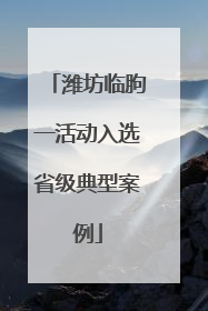 潍坊临朐一活动入选省级典型案例