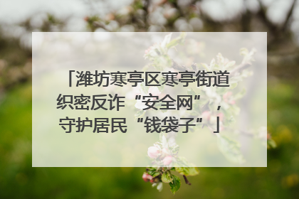 潍坊寒亭区寒亭街道织密反诈“安全网”，守护居民“钱袋子”