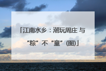 江南水乡：潮玩周庄 与“粽”不“童”(图)