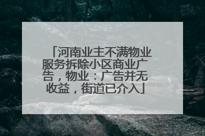 河南业主不满物业服务拆除小区商业广告，物业：广告并无收益，街道已介入