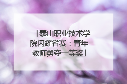 泰山职业技术学院闪耀省赛：青年教师勇夺一等奖
