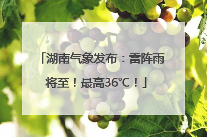 湖南气象发布：雷阵雨将至！最高36℃！