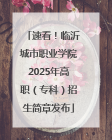 速看！临沂城市职业学院2025年高职（专科）招生简章发布