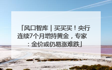 风口智库｜买买买！央行连续7个月增持黄金，专家：金价或仍易涨难跌