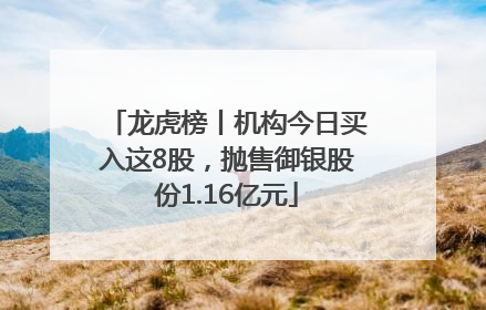 龙虎榜丨机构今日买入这8股，抛售御银股份1.16亿元