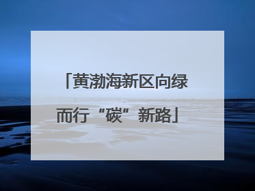 黄渤海新区向绿而行“碳”新路