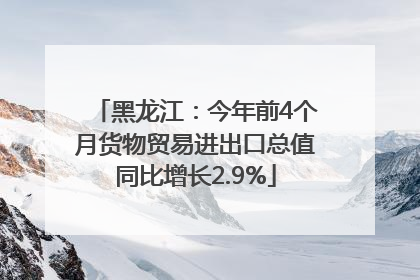 黑龙江：今年前4个月货物贸易进出口总值同比增长2.9%